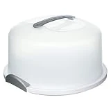 JOEY'Z EXTRA LARGE Cake Carrier/Storage Container With Server Holds up to 12 inch 3-layer cake, White Gray Translucent Dome - Transports Cakes, Pies, or Other Desserts