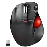 ELECOM EX-G Left-Handed Trackball Mouse, 2.4GHz Wireless, Thumb Control, 6-Button Function, Ergonomic Design, Optical Gaming Sensor, Smooth Red Ball, Windows11, macOS (M-XT4DRBK-G)