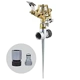 Melnor 65153AMZ Adjustable Pulsating SP W/Spike Sprinkler Bundle, Metal