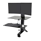Ergotron – WorkFit-S Dual Monitor Standing Desk Converter, Sit Stand Workstation for Tabletops – With Worksurface, Black