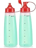 oiununo Squeeze Bottles Wide Mouth - Pack of 2 Condiment Bottle Squeeze BPA free for Chunky Sauces, Resin, Crafts, Condiment Squeeze Bottles 550 mL/19 oz. (Red)