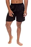 Texere Men's 100% Organic Mulberry Silk Boxer Shorts - Luxury Sleep Shorts, Button Fly Pajama Bottoms (Country Club, Black, L)
