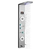FORIOUS 55'' Shower Panel Tower System - 6-in-1 Shower Tower with LED, Rainfall, Waterfall Shower, Handheld Sprayer, Massage Jets, Tub Spout, Stainless Steel Shower Panel for Bathroom