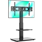 5Rcom Floor TV Stand with Mount, Height Adjustable TV Floor Stand with Shelves for 32 37 43 50 55 60 65 70 inch Plasma LCD LED Flat or Curved Screen TVs, TV Stand for Bedroom, Living Room