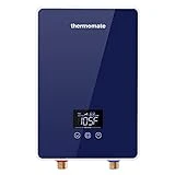 Tankless Water Heater Electric 6kW 240V, thermomate ET060 Point of Use Sink Instant Hot Water Heater Digital Display, Self-modulating Hard Wired Connection