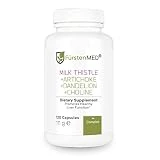 FürstenMED Milk Thistle with Artichoke Extract, Dandelion Root & Choline - Normal Liver Health Supplement - Highly Dosed with 80% Silymarin - Vegan Liver Support - 120 Non-GMO Capsule