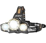 COSOOS LED Headlamp Flashlight, Rechargeable Headlamp with Red Rear Light, 2500 Lumen Xtreme Bright, Zoomable 4-Mode Head Lamp for Adults, Hardhat, Hunting, Outdoor Hiking, Camping Gear Essentials