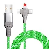 Opligevo 3 in 1 Light up Charging Cable Led Flowing Charging Cable Multiple Fast Charging Cable 3.0 Fast Phone Charger Data Transfer Durable TPE Charging Cord for Most Cell Phones Green 6.6ft