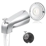 Enhon Chrome Universal Bathroom Tub Spout with Metal Tub Spout Cover Ring, 5 1/4 Inches Reach Wall Front Mount Tub Spout with Shower Diverter 1/2'' IPS Inside Thread Bathtub Faucet Spout