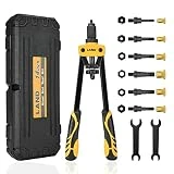 Land 14” Rivet Nut Tool,Hand Rivet Nut Gun,Heavy Duty Riveter,70pcs Rivet Nuts and SAE&Metric Manderls M6,M8,M10,5/16-18,3/8-16,2pcs 1/4-20,Threaded Insert Hand Riveter with Rugged Carrying Case