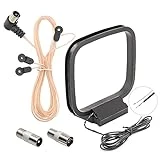 Luxtronic AM Loop Antenna and FM Dipole Antenna Kit Stereo System for Home Theater – Indoor Radio Antenna Compatible with F-Type Female Socket Receiver Bluetooth and Tuner