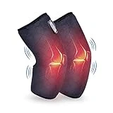 COMFIER Heated Knee Brace Wrap with Massage,Vibration Knee Massager with Heating Pad for Knee, Leg Massager, Heated Knee Pad for Stress Relief (Large Size-Grey)