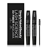 3D Lash Fiber Mascara (2 Tubes) - Lengthening Tubing Mascara for Bold Volume - Gel & Dry Fiber Formula - Non-Toxic & Hypoallergenic by Simply Naked Beauty