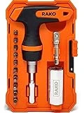 RAK Universal Socket Tool - Christmas Gifts for Men - Set of 15 with 1/4-to-3/4-inch Wrench Grip, T-Handle Ratchet Driver and 10 Screwdriver Bits - Stocking Stuffer Gifts for men, Husband, Handyman