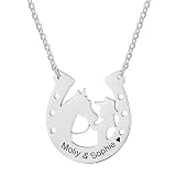 LONAGO Personalized Girl And Horse Horseshoe Necklace Customize Any Name Initial Word Horseshoe Pendant Necklace for Women Girls