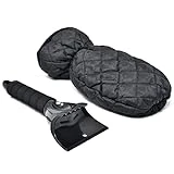 EcoNour Ice Scraper Mitt for Car Windshield | Waterproof Warm Glove with Thick Fleece Lining | Windshield Scraper for Ice and Snow with Foam Grip, Scratch-Free | Detachable Winter Car Accessories