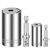 Super Universal Socket (11-32mm 7-19mm) Tool Gifts For Men Wrench Set Professional Sockets Tools Multi-function Wrench Repair Kit with Power Drill & Ratchet Wrench Adapter Chrome Vanadium Steel (4PCS)