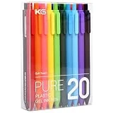 Kaco PURE Retractable Colored Gel Pens 20 Pieces Colorful Barrels Multi-color Ink Fine Point 0.5mm School Office Supplies Stationary