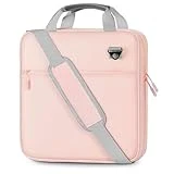 MoKo Zipper Binder, 3 D-Ring 3 inch Binder with Zipper,500 Sheet Capacity Multi-Pocket School Binder for Middle School, Handle and Shoulder Strap Included, Pink + Gray