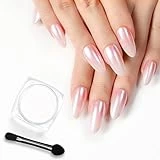beetles Gel Polish White Chrome Nail Powder for Gel Nails, Pearl Nail Powder Mirror Effect Nail Glitter Manicure Holographic Pigment for Nail Art Design,Christmas Gift for Girls 2023 Nail Trend DIY