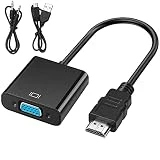 leizhan HDMI to VGA Adapter Cable, HDMI Male to VGA Female Converter with 3.5mm Audio Jack Compatible with Computer PC Laptop Monitor Projector HDTV Ultra-Book Raspberry Pi Chromebook