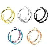 ONESING 5 Pcs 20G Double Hoop Nose Ring for Single Piercing Nose Rings for Women Spiral Nose Ring Hoop for Women Gold Nose Piercing Jewelry