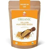 SPICY ORGANIC Yellow Mustard Seeds - 16 Oz. – Certified USDA Organic – Non-GMO - Gluten-Free - Whole Grain Mustard Seeds for a Zesty Culinary Journey - Comes in a Resealable Pack