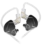 KZ ZSN Pro X iem in ears Monitors, HIFI KZ Wired Earbuds Headphones with Hybrid Dual Driver 1ba 1dd High Fidelity Musicians in-ear Earphones Detachable Tangle-Free Cable for Gaming(Black, without mic)
