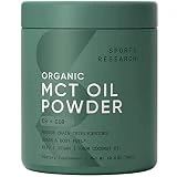 Sports Research Organic MCT Oil Powder - Keto & Vegan MCTs C8, C10 from Coconuts - Fatty Acid Brain & Body Fuel, Non-GMO & Gluten Free - Unflavored, Perfect in Coffee, Tea & Protein Shakes - 10.6 oz