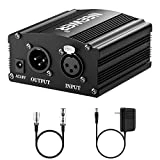 Neewer 1-Channel 48V Phantom Power Supply with Adapter, BONUS+XLR 3 Pin Microphone Cable for Any Condenser Microphone Music Recording Equipment (8 feet)