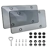 XCLPF Acrylic 2 pcs License Plates Shields/Cover Clear Smoked Design, Unbreakable Fits All Standard 6x12 Inches Novelty/License Plates.Protect Your Front & Back License Plates(Gray)
