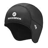 ROCKBROS Skull Cap Helmet Liner for Men Women Winter Thermal Athletic Caps Running Beanies Hat with Glasses Holes Black
