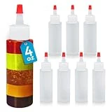 IMPRESA 4 oz Small Plastic Squeeze Bottles with Caps - 8 Pack - Great for Pancake Art, Cookie Decorating, Arts and Crafts, Condiments, and More - Made from Food-Grade Material - BPA and Latex-Free
