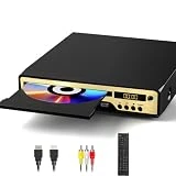 DVD Player for TV with HDMI, All Region HD DVD Players 1080P Upscaling with USB/SD Card/Mic Port, Compact CD DVD Player with HDMI/RCA Cable, NTSC/PAL System, Remote Control (No Batteries)