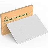 DREAVIO Diatomite Stone Bath Mat - Non Slip Diatomaceous Earth Stone Shower Mat, Super Absorbent Quick Dry Shower Floor Mat, Suitable for Bathroom Tub, Kitchen Dish Drying Mat (23.5'x15', White)