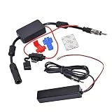 Bingfu Universal Car Stereo Amplified FM Radio Hidden Antenna & Signal Booster Amplifier Amp 12V Power Supply DIN Plug for Vehicle Truck SUV Car Audio Radio Stereo Media Head Unit Receiver