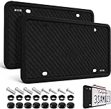 Aujen Silicone License Plate Frames,2 Pack Black Side-Opening Bracket Holder with Easy Installation, License Plate Cover Without Obstruction.Rustproof, Rattle Proof & Weatherproof Universal