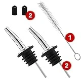 2 Pack Stainless Steel Classic Bottle Pourers Liquor Bottle Pourers Bottle Pourers For Alcohol - Pour Spouts For Liquor Bottles - Liquor Pourers Olive Oil Pourer Alcohol Spouts Bottle Spout Olive Oil
