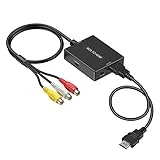Uzifhdhi RCA to HDMI Adapter Converter, AV to HDMI Converter with HDMI Cable Supports PAL/NTSC for PS2/VHS/VCR/Blue-Ray DVD ect.