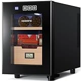 NEEDONE Humidor 16L, Electric Cooler Humidors for 100 Counts, Electronic Cabinet with Cooling Control, Spanish Cedar Wood Drawer Shelves, Digital Hygrometer Displays, Gift for Men