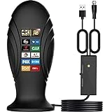 TV Antenna Indoor,Antenna TV Digital Hd Indoor, TV Antenna for Local Channels, Amplified Signal Booster Support 4K 1080p and All Old TVs,with High Performance Coax Cable.(Black)
