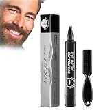 Elmyse Beard Filling Pen, Waterproof Beard Filling Pen Kit, Beard Filling Pen, Beard Pencil Filler for Men, Waterproof Beard and Eyebrow Filling Pen Kit, Long Lasting Coverage (Black)