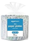 Amazon Basics Ultra Paper Plates, 10.06 Inch, Disposable, 372 Count, 2 pack of 186 count, (Previously Encore)
