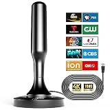 HIDB TV Antenna for Smart TV, Strong Magnetic Base Indoor TV Antenna for Easy Installation, Long Range Reception HD Antenna for TV 4k 1080P Channels-10ft Long Cables