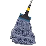 Yocada Looped-End String Wet Mop Heavy Duty Cotton Mop Commercial Industrial Grade Telescopic Iron Pole Jaw Clamp Floor Cleaning 55.1'