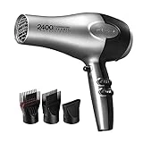RED by Kiss Hair Dryer 2400 Tourmaline Ceramic Technology, Professional Blow Dryer, Maximum Shine, Fast Drying, Adjustable Settings, 3 Attachments, Salon Quality