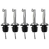 Wobe 5 Pcs Wine Bottle Pourers, Stainless Steel Liquor Pour Spout Flip Top Wine Bottle Stoppers Speed Pourers Olive Oil Bottle Tapered Spout Bottle Pourers for Oil Wine Vinegar Liquid Liquor