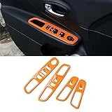 JUNLELI Window Lift Button Panel Decoration Cover Trim Kits for Jeep Renegade 2016-2023 Car Interior Accessories ABS Orange