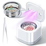 Ultrasonic Retainer Cleaner Machine - Ultrasonic U-V Cleaner for Dentures, Aligners, Mouth Guards, Braces, Toothbrush Heads, 45kHz Ultrasonic Cleaning Machine for All Dental Appliances, Jewelry White