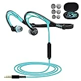 MUCRO Sports Headphones Wired Over Ear Behind The Neck Headphones Running Earphones Wrap Around in-Ear Stereo Earbuds with Microphone for Jogging Gym Workout